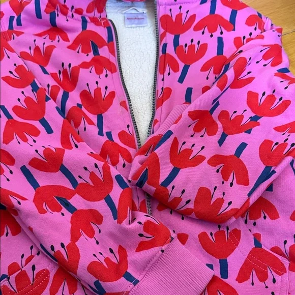 Hanna Andersson Print Faux Shearling Lined Hoodie Size 8